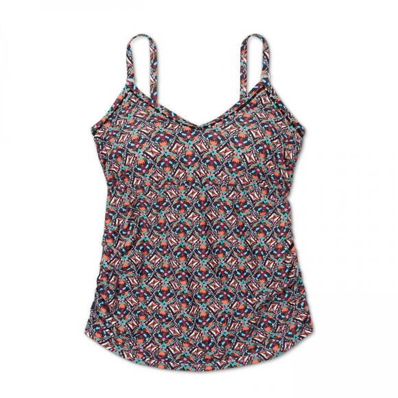 Kona Sol Swim Nwt Kona Sol Trim Inset Tankini Top 24w Multicolor